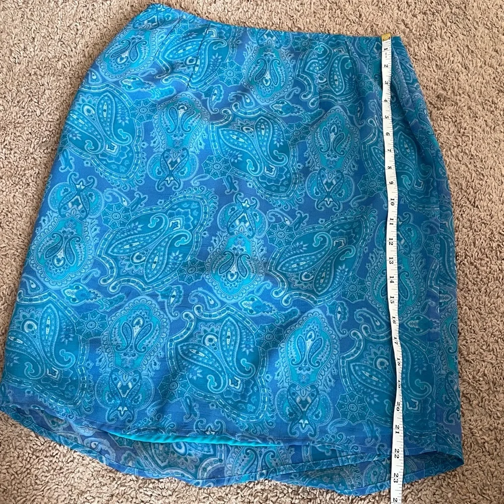 Worthington Blue Pleated‎ Paisley Skirt Size 8